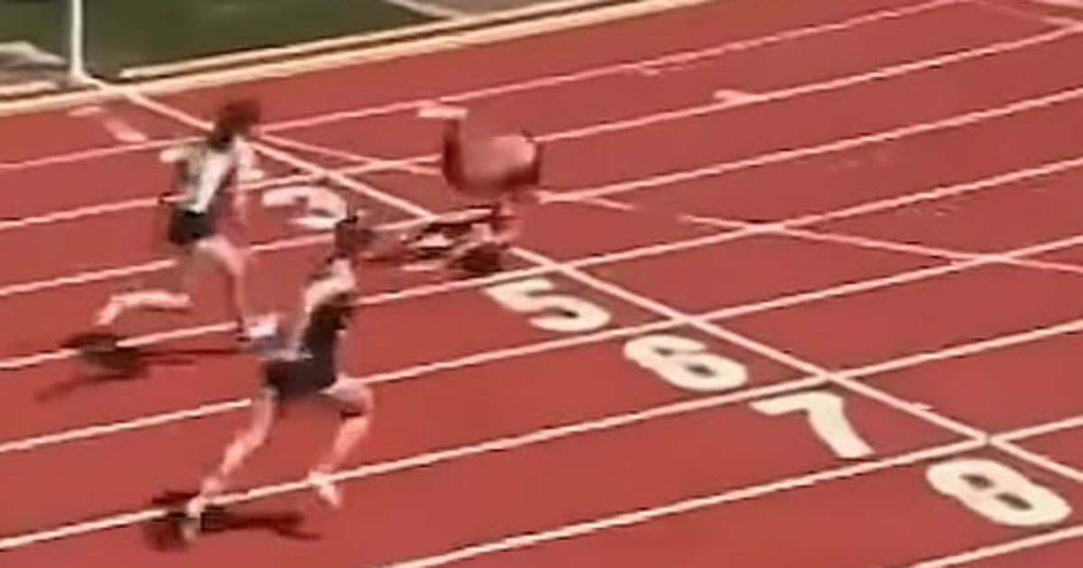 Video shows Oregon teen track star trip, somersault over finish line to win 1st place